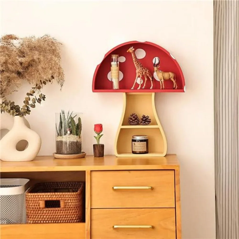 Floating Mushroom Wall Shelf Whimsical Cottagecore Room Decor Nursery Gift